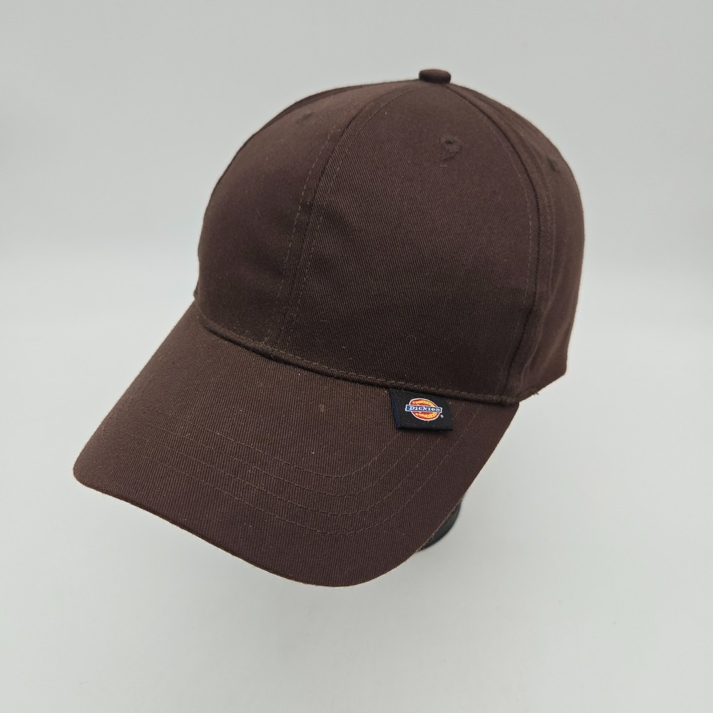 Dickies Strapback Hat Baseball Cap Brown Cotton Twill Blank Logo Tag